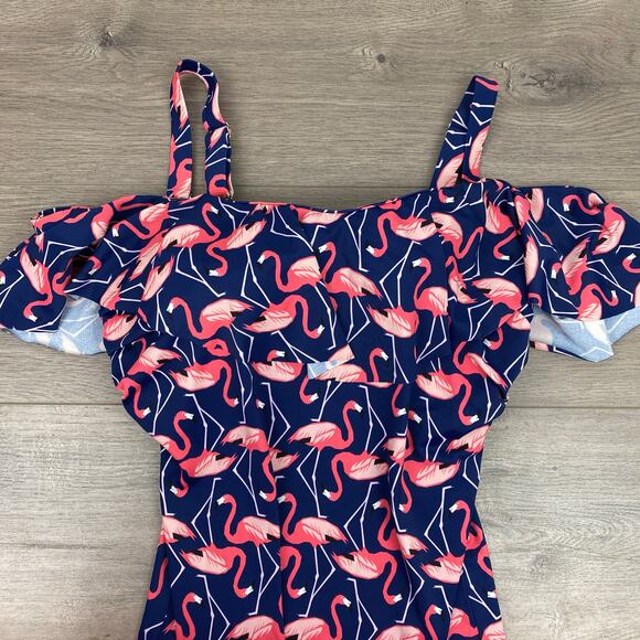 Eloquii Blue&Pink Flamingo Print One Piece Swimsuit Sz.14W - Picture 5 of 16
